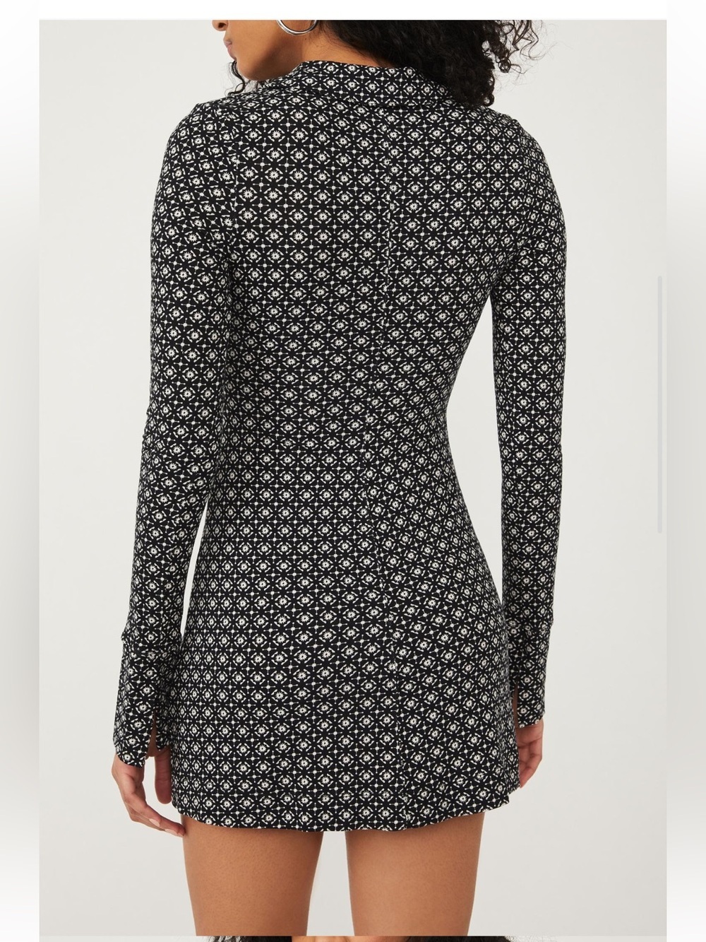 Free People Shayla Button Front Mini Dress Black AOP - Small - - Picture 3 of 15